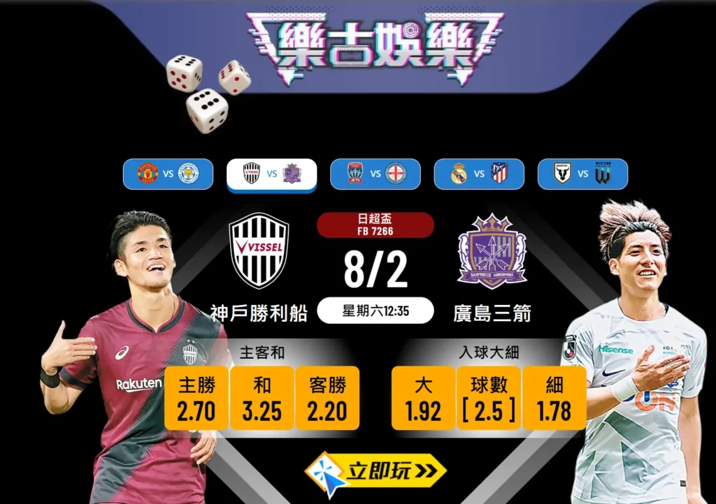 ⚽️ 波膽推介：神戶勝利船 VS 廣島三箭 ⚽️