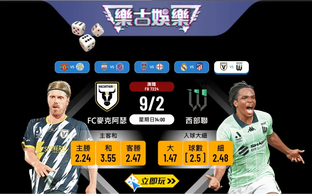 ⚽️ 樂古波膽推介：澳職 FC麥克阿瑟 對 西部聯 ⚽️