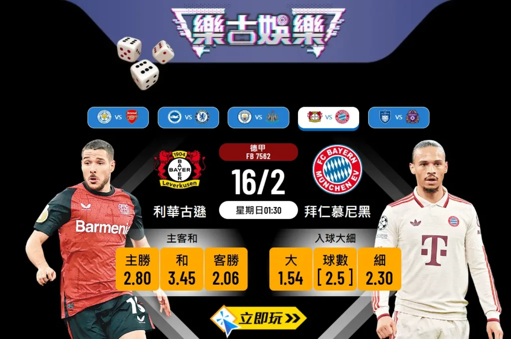 樂古波膽推介 德甲：利華古遜vs. 拜仁慕尼黑 🔥⚽