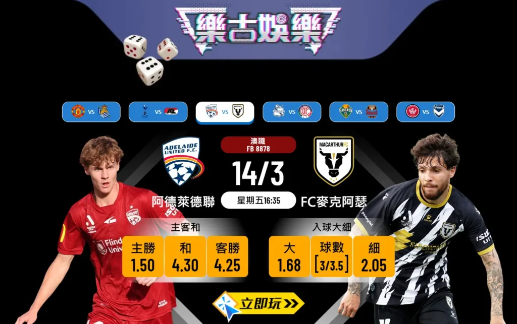 ⚽ 樂古波膽推介：阿德萊德聯對FC麥克阿瑟 ⚽